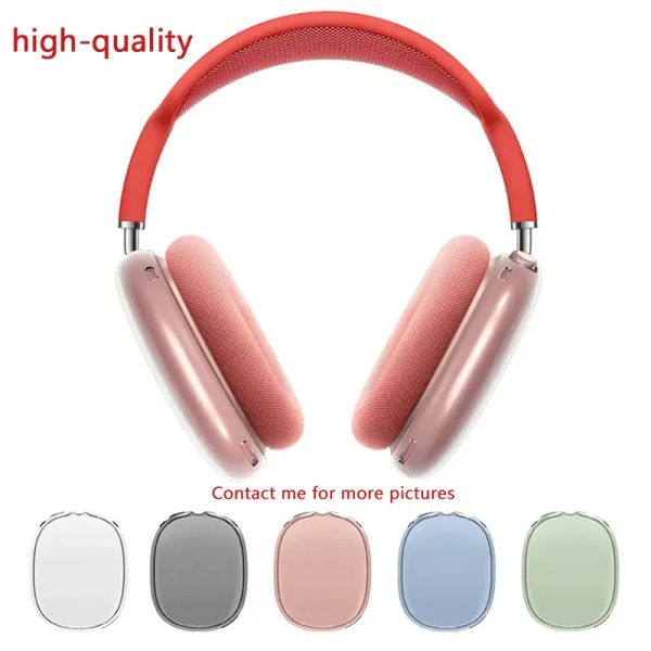 Para AirPods Max Bluetooth Earbuds Acessórios para fones de ouvido transparentes TPU Solid Silicone Propertem Protective Case Airpod maxs fone de ouvido capa de fone de ouvido 72