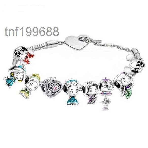 Moda Cartoon Harry Perline europee Ciondola Adatto a braccialetti Cuore t Chiusura Bracciale regolabile Collana in argento sterling 925 Vetro murano di Murano F73Q