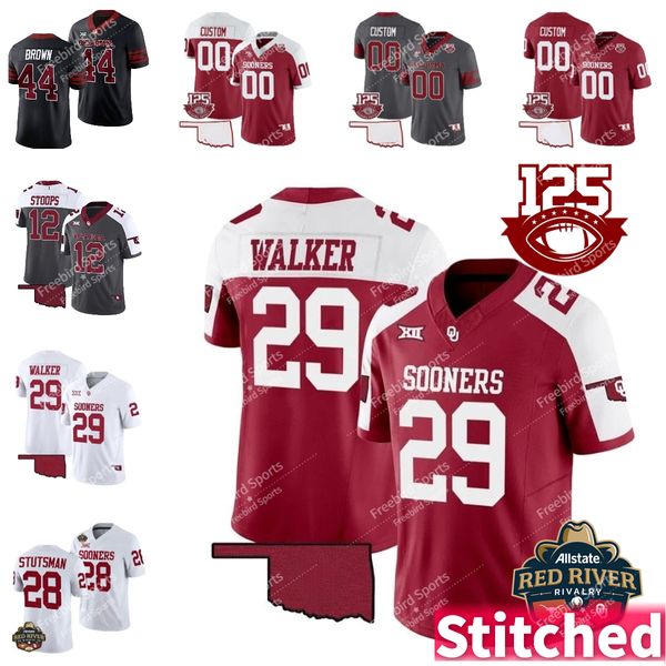 125. Sooners College Futbol Forması Sammy Brown 44 Red River Tawee Walker Xavier Robinson Jackson Arnold Baker Mayfield McCullough Jalen Hurts Custom