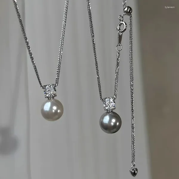 Collane con pendente 925 placcato argento perla perla collana di fascino di cristallo per le donne gioielli di compleanno alla moda bijoux regalo E2307