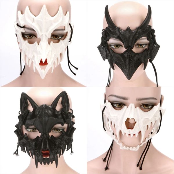 Cadılar Bayramı Parti Maskeleri Japon yazar Cos Hayvan Korku Anime Props Maske Tiger Ejderha Tanrı Yasha Tiangou Kostüm Maskesi BJ