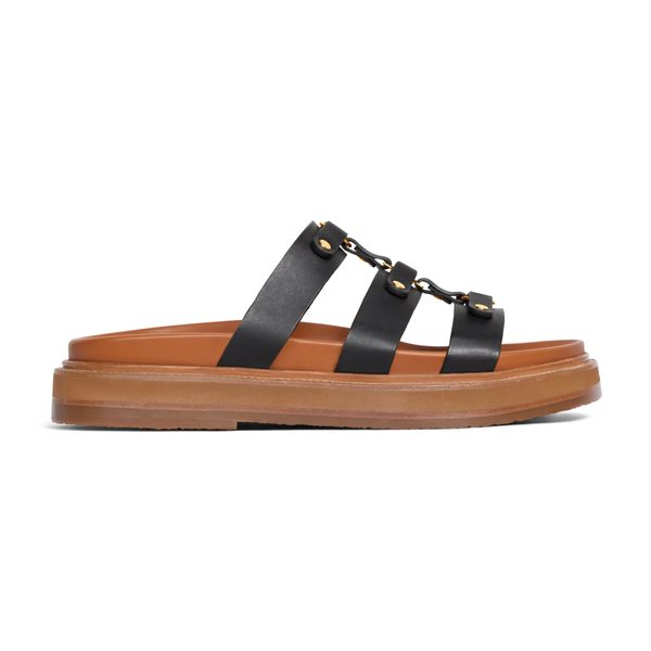 2024 Designer di lusso Slifori Sandalo Summer Beach Womens Lea cursori per mulo Casualmente Gladiatore Flat Sandale Black Brown Pool Sliple Gift Box