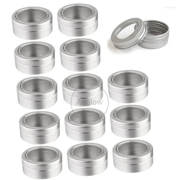 Garrafas de armazenamento 15pcs 10g 25g 30ml latas de alumínio jar caixa de creme vazio recipiente cosmético de metal mini unhas de maquiagem redondas com tampa transparente