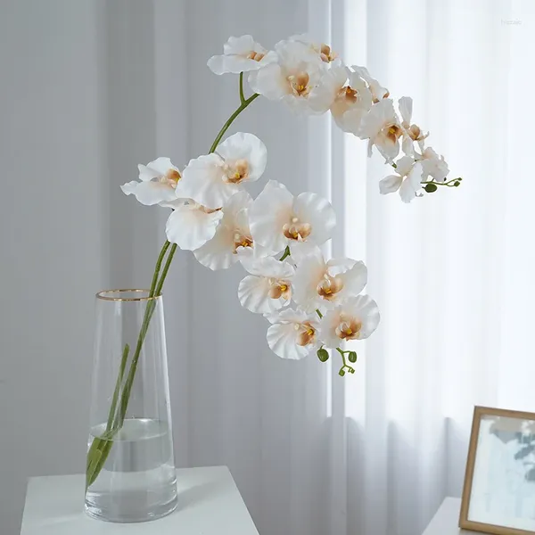 Dekorative Blumen, Einzelzweig, europäischer Stil, 9 Köpfe, Phalaenopsis, künstliche Blume, Heim-Esstisch-Dekoration, Hochzeit, Blumen