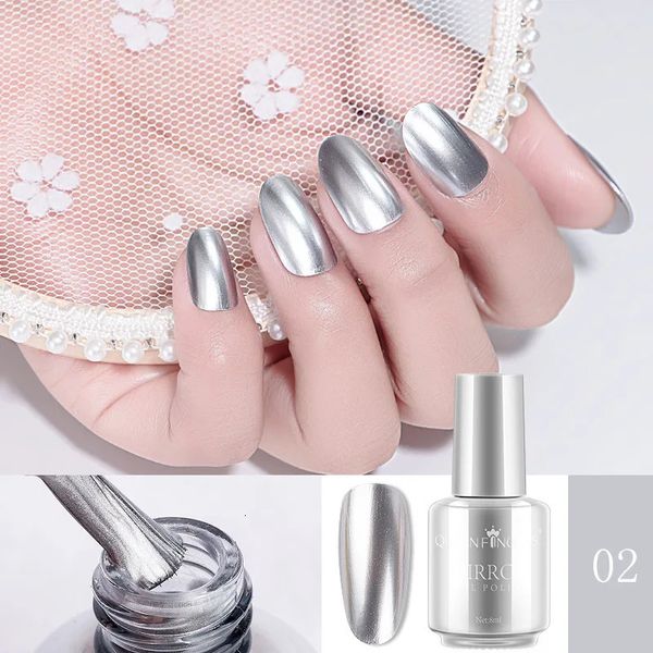 8 ml Metallic-Spiegel-Nagellack, Gold-Silber-Metalleffekt, kann nicht abgezogen werden, keine UV-Lampe erforderlich, 12 Farben, Nagelkunst-Maniküre-Material, 240106