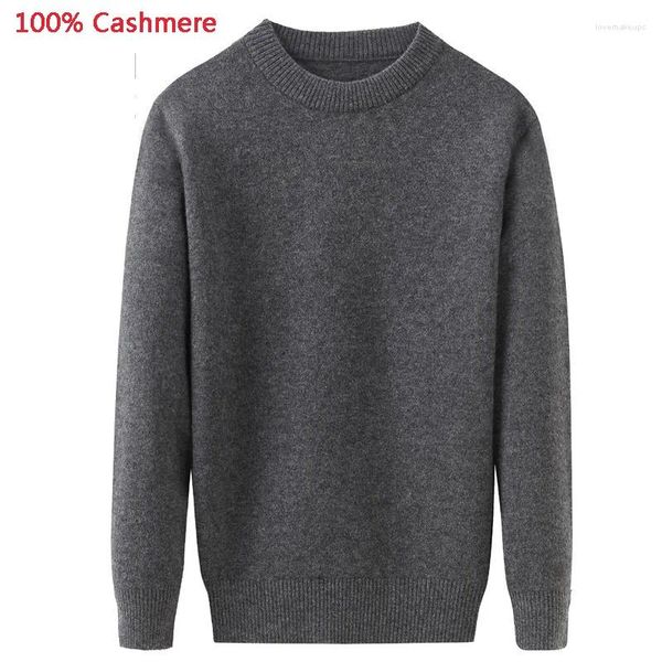 Suéter masculino outono inverno espessamento puro cashmere suéter masculino casual computador de malha o-pescoço pullovers plus size XS-4XL 5xl