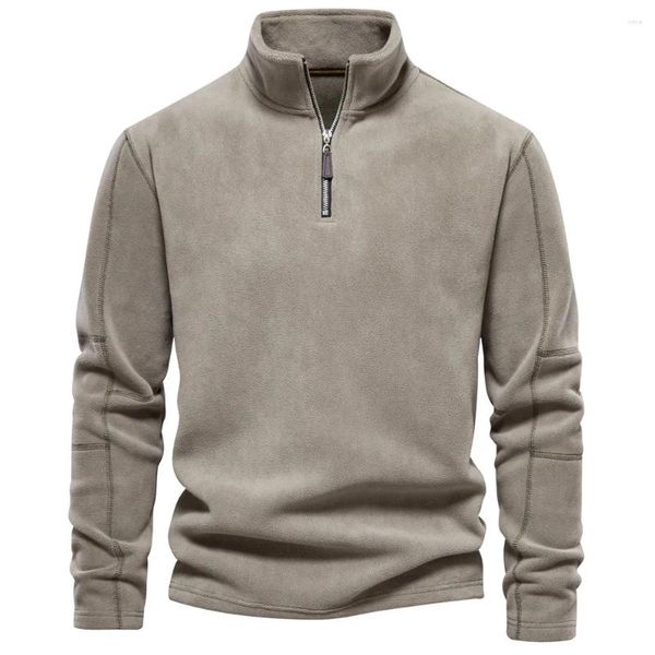 Herren Hoodies Herbst und Winter Lammwolle Pullover Stehkragen Half Zip Langarm Europäische Größe Mode Vielseitiger Mantel Top