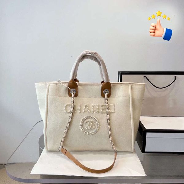 Borsa da spiaggia estiva di design C Lettera a spalla Flash Office Borsa in tela classica di alta qualità con borsa da donna retrò con bottoni