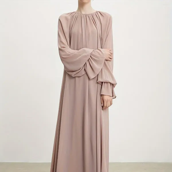 Abbigliamento etnico Abito da donna in chiffon plissettato con doppia manica a tromba Medio Oriente Dubai Islamico musulmano