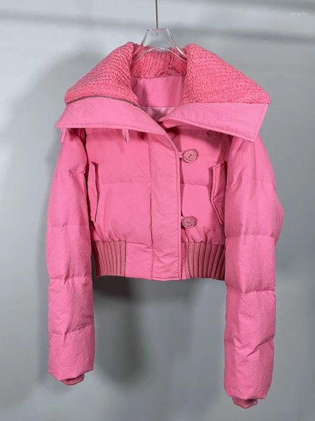 Trench da donna invernale in piumino d'anatra bianco Parka da donna con colletto in piedi piumino streetwear cappotto imbottito in cotone caldo neve sciolto