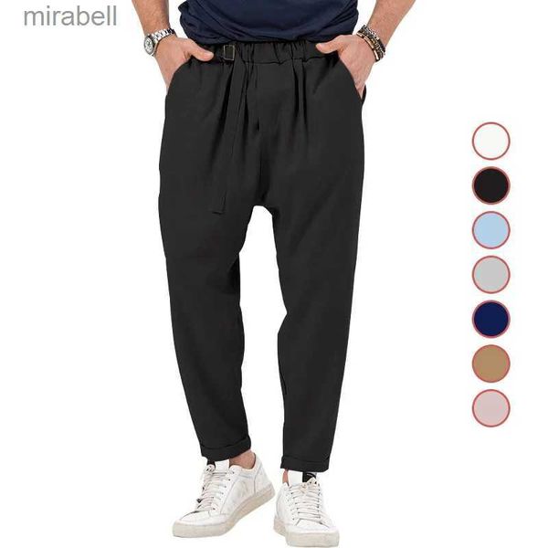 Pantaloni da uomo Pantaloni casual larghi da uomo Estate Maschio Tinta unita Moda Harem Pant 2023 Nuova primavera Vita regolabile Jogger Pantaloni sportivi YQ240108