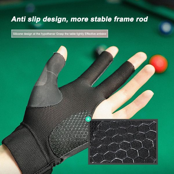 Offene Finger-Billard-Pool-Handschuhe, verstellbarer Aufkleber, Polyester, Snooker-Billard-Handschuhe, glatt, weich, tragbares Trainingszubehör 240106