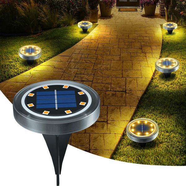 Luzes de chão movidas a energia solar ip65, à prova d'água, disco led para área externa, jardim, antiderrapante, caminho de paisagem, iluminação, pátio, gramado 240108