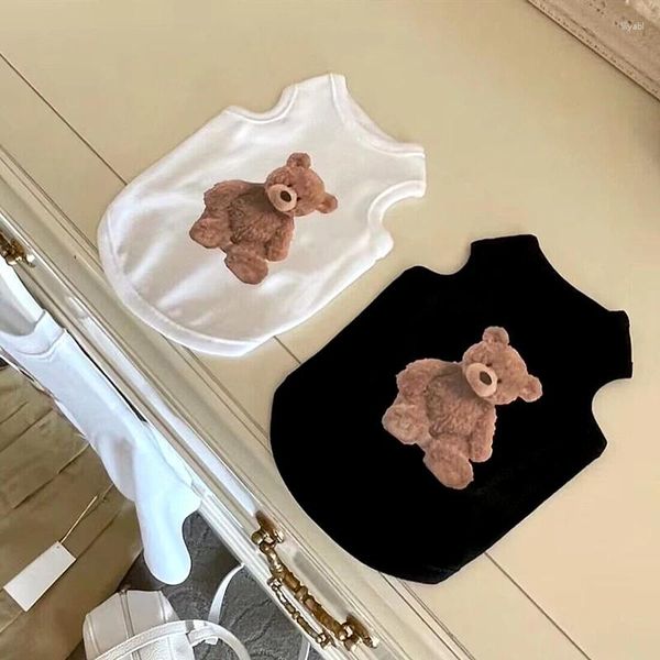 Vestuário para cães primavera verão roupas para animais de estimação gatinho filhote de cachorro bonito padrão de desenhos animados pequeno e médio preto branco colete yorkshire chihuahua