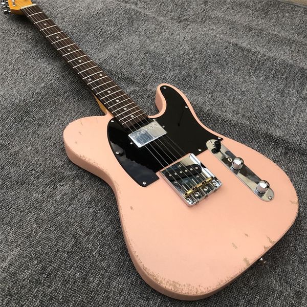 Rovine di chitarra elettrica rosa vernice nitro chitarra di 52 anni in legno di frassino tutti i colori possono essere all'ingrosso e al dettaglio