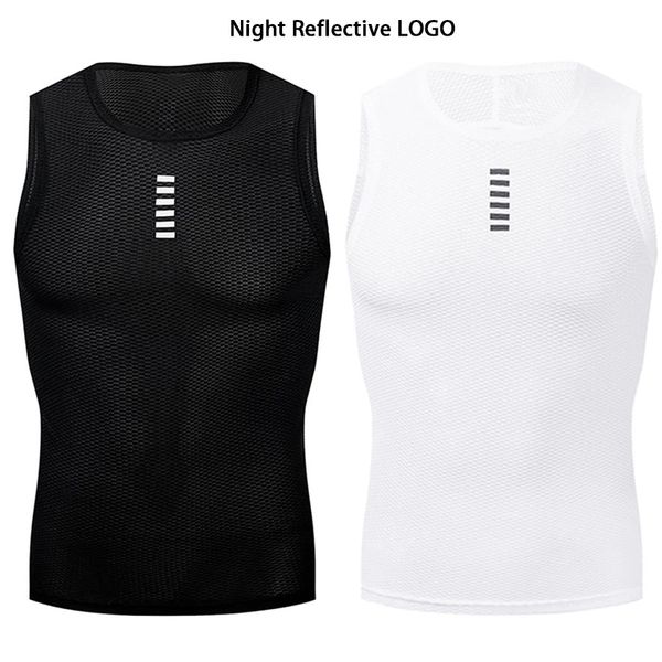 Refletir luz camadas de base de ciclismo ciclo undershirt esporte colete camisa de ciclismo roupa interior sem mangas malha colete roupas de bicicleta 240108