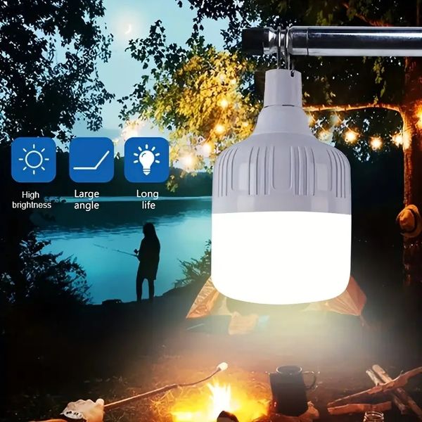 1pc usb recarregável lâmpada led de emergência, essencial para acampamento ao ar livre, churrasco, barracas, pesca