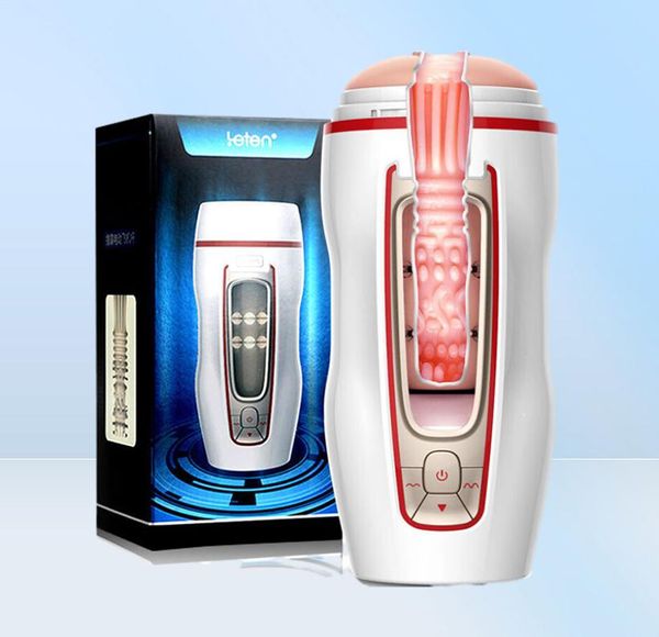 Leten Full Automatic Masturbazione maschile Tazza Figa tascabile Vagina artificiale 10 modalità Forte vibratore Giocattolo del sesso Masturbatore per uomo5808222