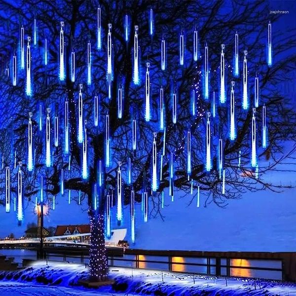 Saiten 8 Röhren Weihnachtslichterkette im Freien Baum Schneefall LED tropfende Eiszapfen Sternschnuppe Meteorschauer Kaskadenlichter 2024