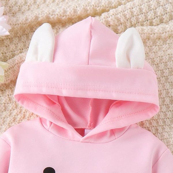 Strampler für geborene Babys und Mädchen, Osterkleidung, langärmelig, mit Kapuze, Kapuzenpullover, Body mit Schwanz