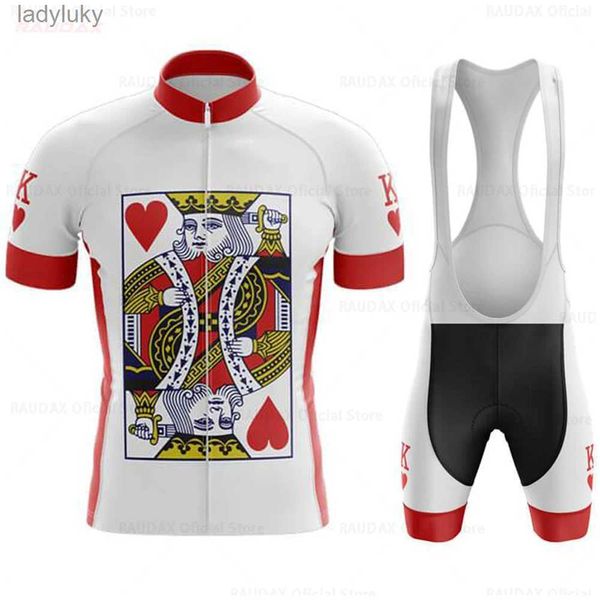 Bisiklet Jersey Setleri 2023 Komik Kral Oyun Kartları Bisiklet Jersey Set Mens Bisiklet Bisiklet Giyim MTB Yokuş Yol Bisiklet Kitleri Giyim Şortları Suit240108
