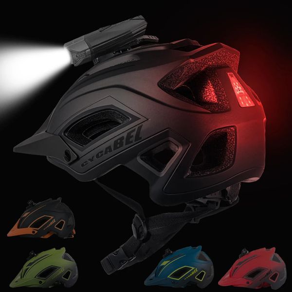 CYCABEL Casco da bicicletta MTB da uomo Casco sicuro da bici Caschi da equitazione sportivi da ciclismo su strada ultraleggeri con luce a LED 240106