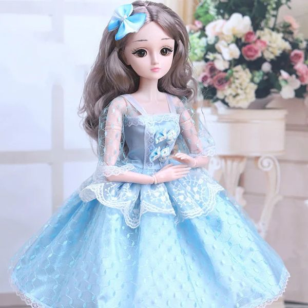 60 centimetri realistici 3D occhi lampeggianti 20 giunti mobili bambole BJD vestito da principessa ragazza giocattoli con vestiti scarpe bambola giocattolo ragazze regalo 240108