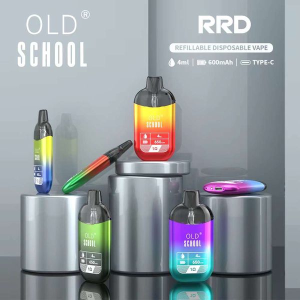 Original Old School RRD nachfüllbarer Ersatz-Pod Einweg-Vape 4 ml Pod Mesh Coil 600 mAh wiederaufladbarer Akku 0 % 2 % 3 % 5 % 10 Geschmacksrichtungen OEM-Marke kundenspezifische Marken-Vapes