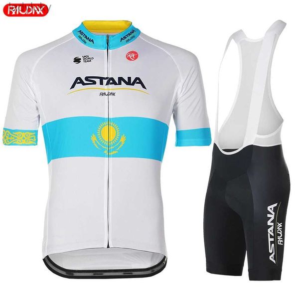 Conjuntos de camisa de ciclismo ASTANA Raudax Manga curta Camisa de ciclismo TdF 2024 Conjunto de ciclismo Corrida de bicicleta Roupas Terno mtb Maillot Ciclismo Roupas de bicicletaL240108