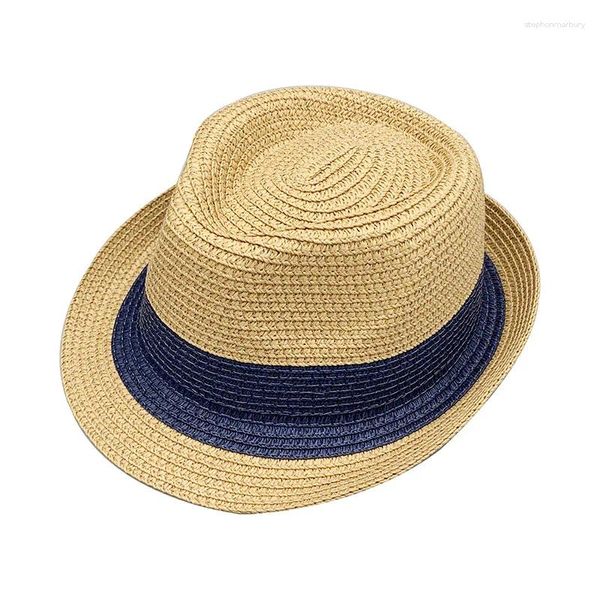 Шляпы с широкими полями, пляжная шляпа ручной работы с цветными блоками, котелок с косой для родителей и детей, складная маленькая соломенная оптовая продажа