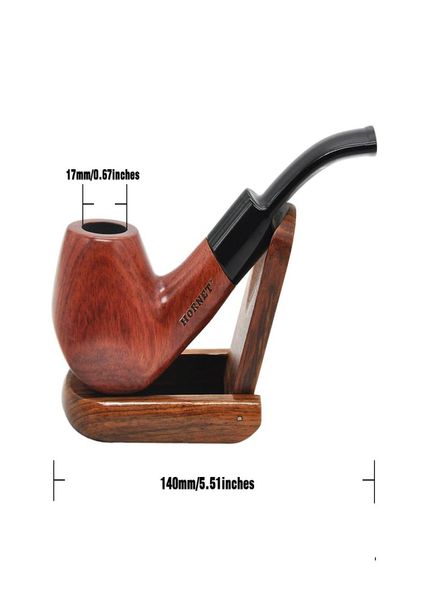 Pipa per tabacco con filtro da 9 mm in legno di sandalo rosso curvato con 6 accessori3368349