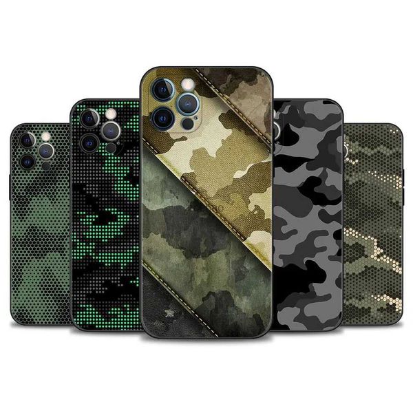 Custodie per cellulari Custodia per cellulare per iPhone 15 14 11 12 Pro XS XR Max 8 7 6 Plus 12mini Shell Camouflage Pattern Camo Military ArmyL240105