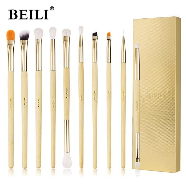 Pinsel BEILI Augen-Make-up-Pinsel-Set, professionelles Lidschatten-Mischen, Augenbrauen, Eyeliner, Concealer-Pinsel, Bambus-Kosmetik-Make-up-Werkzeug-Set