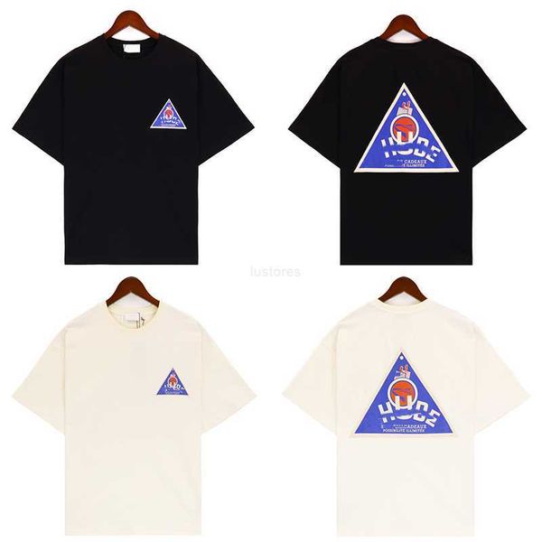 Weißes Designer-Poloshirt mit Dreiecksmuster, Rundhalsausschnitt, Athleisure, kurzärmlig, für Herren und locker