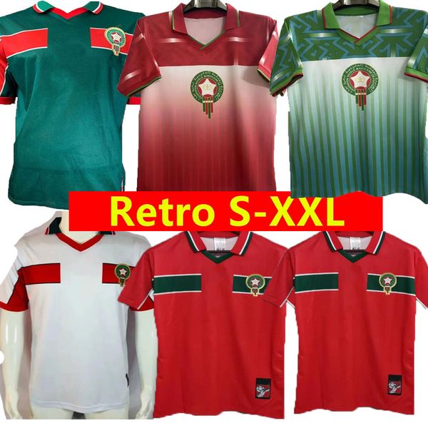 94 95 Futebol Jerseys 1998 Copa do Mundo Retro Marrocos 98 99 Maroc Home Away Hadji BASSIR OUAKILI NEQROUZ ABRAMI Personalizado Vintage Cassic 1994 1995