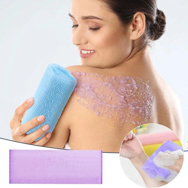 Asciugamano da bagno in pelle, asciugamano lungo esfoliante in nylon, per doccia, per asciugamani morbidi per il corpo, bagno grande