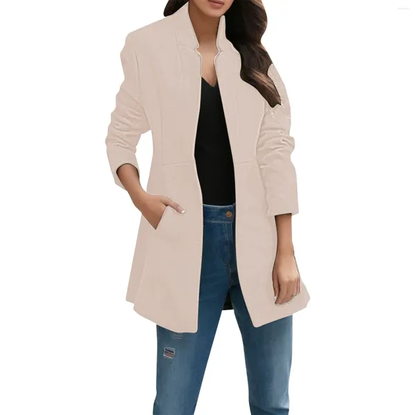 Frauen Jacken Lange Anzug Einfarbig Slim Fit Business Mantel Oberbekleidung Herbst Winter Hülse Verdickt Plus Größe Blazer 3xl