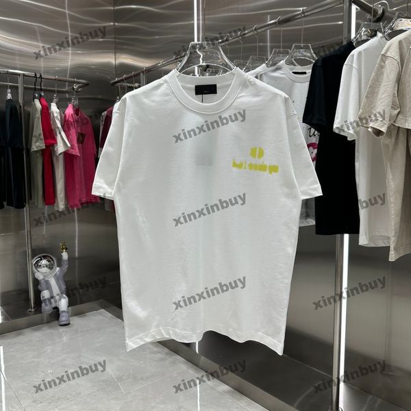 Xinxinbuy 2024 Männer Designer T-Shirt T-Shirt Band Briefdruck Paris Frauen Schwarz Weiß Gelb Blau M-2XL