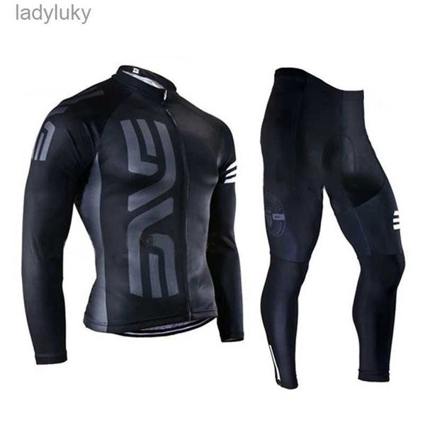 Radtrikot-Sets, Radtrikot, langärmelig, für Herren, Fahrradbekleidung, lange Hosen mit Gelpolsterung, 2024, Frühling und Herbst, L240108