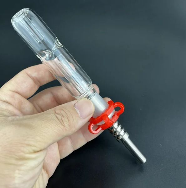 Mini kit de colector de néctar Pipas de vidrio para fumar con 10 mm 14 mm Punta de titanio Nail Oil Rig Concentrado Dab Straw Glass Bong 12 LL