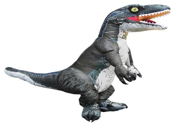 Costume adulto Velociraptor T REX Dinosauro gonfiabile Costume cosplay Costumi di Halloween Per uomo donna Vestito operato LJ2009952745