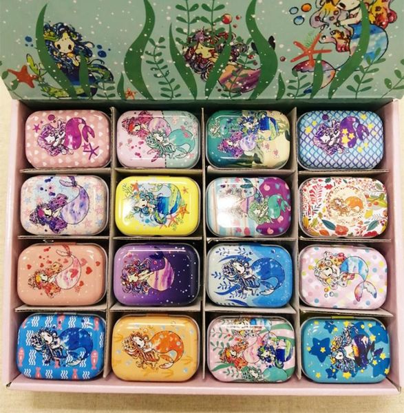 32 Stück Box Mixed Mermaid Printing Mini-Pillenetui zum Sammeln, Mini-Box, DIY-Aufbewahrungsbox, Eisen-Lippenstift-Etui, kleine Blechdose C01163183033