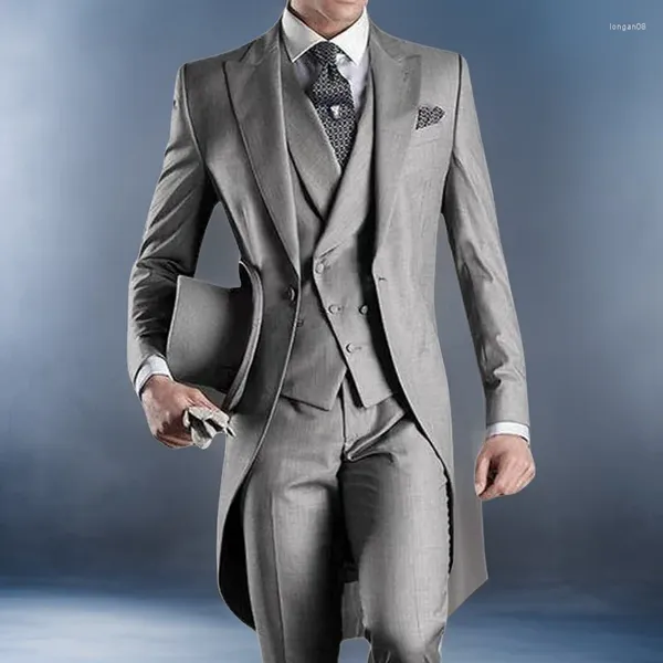 Ternos masculinos de casamento terno cauda casaco 3 pçs noivo smoking formal negócios masculino para baile moda conjunto (jaqueta calças) 2024