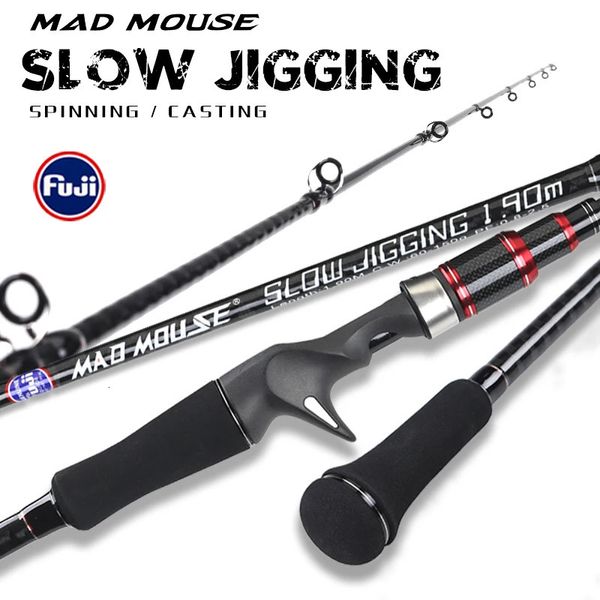 MADMOUSE vara de jigging lenta Japão fuji peças 1.9M 12kg isca peso 60-150g pe0.8-2.5 vara de barco giratória/fundição vara de pesca oceânica 240108