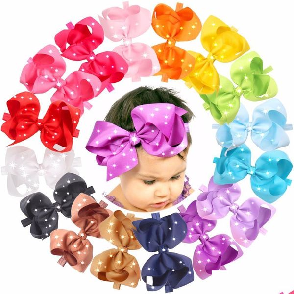 Headbands 16 pcs 6 polegadas grandes grandes arcos de cabelo com strass brilhantes arco acessórios elásticos macios para meninas do bebê gota entrega jewe dhytb
