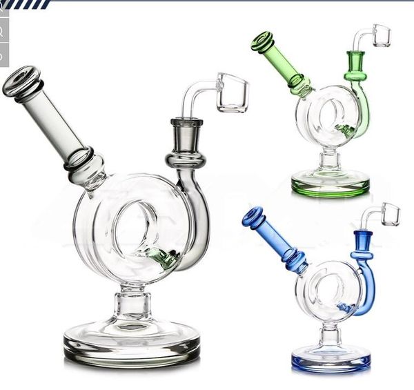 Pipa da fumo a forma cilindrica da 7,9 pollici 14mm Banger al quarzo Pipa ad acqua in vetro Bong in vetro Rig per olio DAB Rig