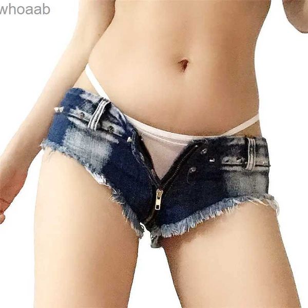 Pantaloncini da donna Moda estiva Vita bassa Club Jeans corti Donna Sexy Micro Mini Pantaloncini Pole Dance Pantaloncini di jeans Ladies Beach Bar Cheeky Hotpants YQ240108