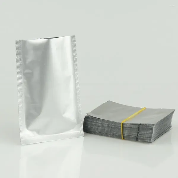 Sacchetti portaoggetti 200 pezzi 12x18 cm Sacchetto di foglio di alluminio puro bianco argentato - Custodia in puro foglio di grado alimentare con apertura superiore termosaldabile per imballaggio in polvere