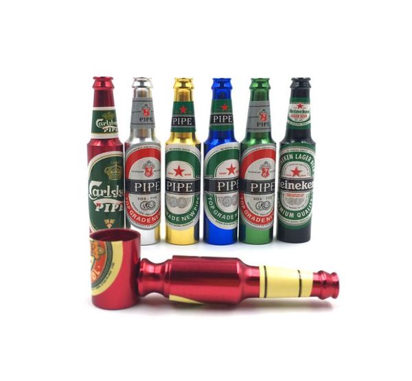 DHL Cachimbo de Erva Cachimbos de Tabaco Presentes Criativos Mini Cerveja Fumaça Cachimbos de Metal Portátil cor misturada fuma acessórios3518665
