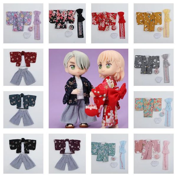 Ob11 Puppenkleidung Kimono Yukata Set für 112bjd Kostüm Obitsu 11 GSC Clay Molly Kleidungszubehör 240108